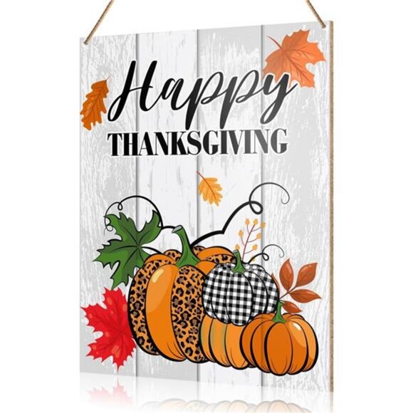 Happy Thanksgiving Decorations Hanging Sign, Thanksgiving Decor Rustic - Picture 1 of 6